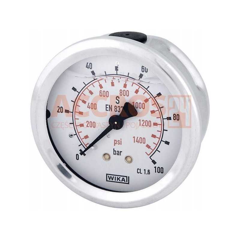 Glicerino manometras, skersmuo 63 mm, 100 barų, jungtis