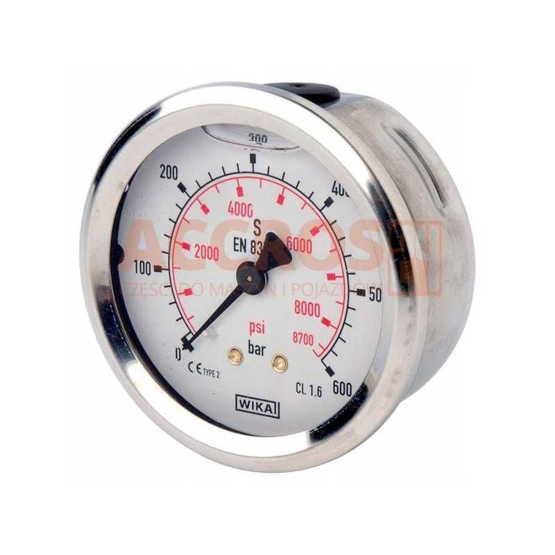 Glicerino manometras, skersmuo 63 mm, 600 bar, jungtis