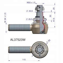 John Deere strypo galo jungtis 115 mm AL37523