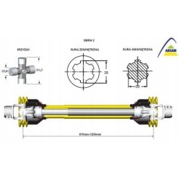 Šarnyrinis ir teleskopinis velenas 810 1110mm 250nm 40250