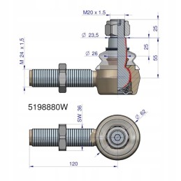 Case New Holland Steyr vairo jungtis 120mm