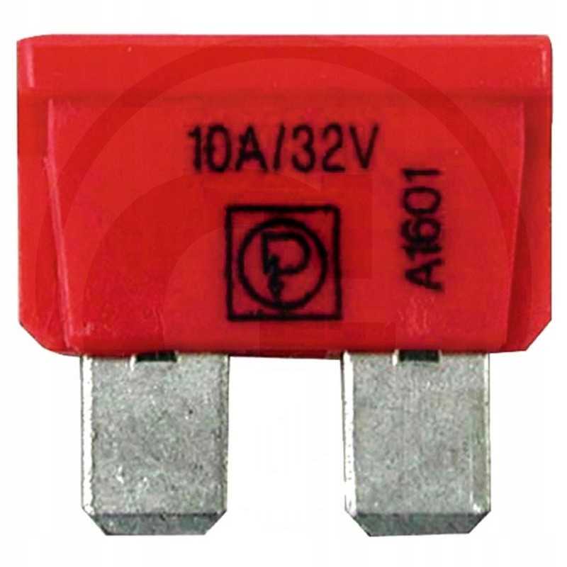 Plokščias saugiklis 10a, raudonas, rinkinyje 50 vnt