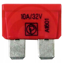 Plokščias saugiklis 10a, raudonas, rinkinyje 50 vnt