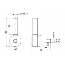 Strypo galas, kairioji jungtis su veržle 953519 c