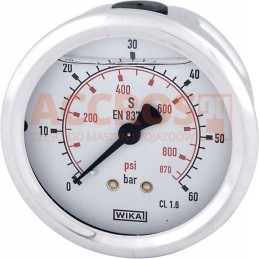 Glicerino manometras, skersmuo 63 mm, 60 barų, galinė jungtis