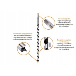 Medienos grąžto sraigtas 20x600 mm teger mot