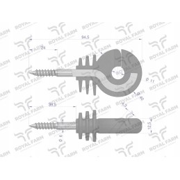 Apvalus izoliatorius su 6 skersmens varžtu medienai su įmontuotais elementais