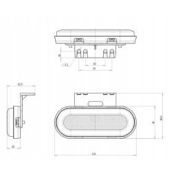 Stačiakampė LED markerinė lempa 12 24v 124x49x20mm
