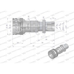 Hidraulinė greitoji jungtis su ilgais lizdais M22x1, 5 sriegiai
