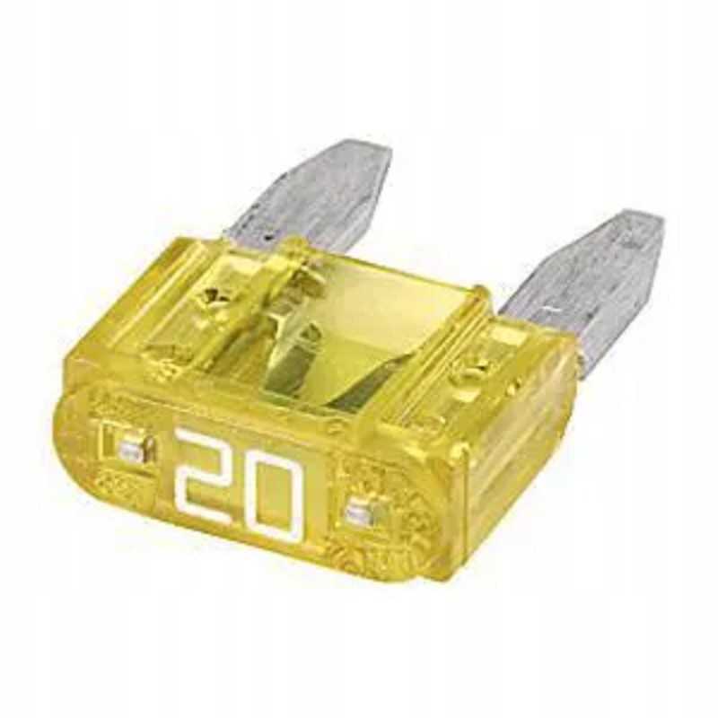 Plokščias saugiklis 20A geltonas, rinkinyje 10 vnt