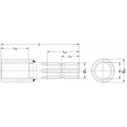 Kardaninio veleno reduktorius, viduje profiliuotas, Ø 25 mm, 1 3 8