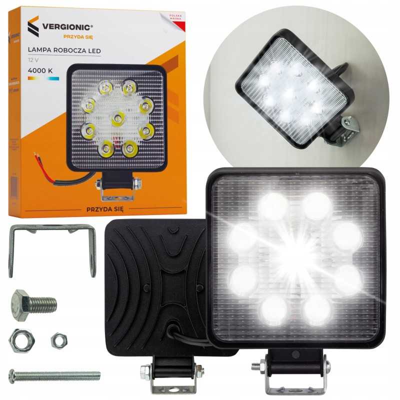 Darbinė lempa 9 LED 12v kvadratinė halogeninė