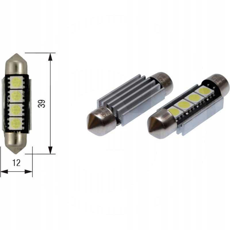 Bosma led lemputė 15 x 39 12v 4xsmd 5050 led sv8 5