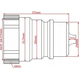 Kištukinė jungtis euro vidinis sriegis 3 4