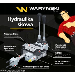 Hidraulinis skirstytuvas, 2 sekcijų, 40l, Warynski vairasvirtė