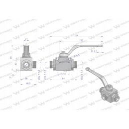 Trijų krypčių hidraulinis rutulinis vožtuvas 3 2 m22x1 5 15