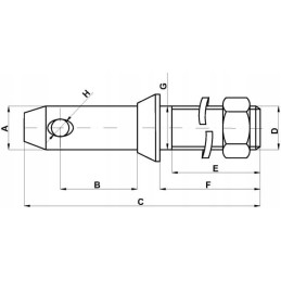 Apatinės trauklės kaištis 22x138mm sriegis M20x39mm ka