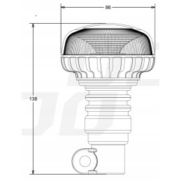 Rooster LED įspėjamoji lemputė 12v 24v su IP laikikliu