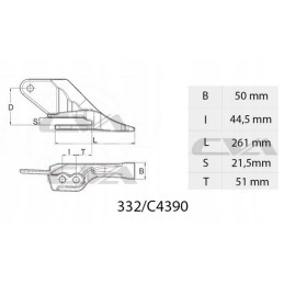 JCB 3CX Shark ekskavatoriaus kaušo varžto dešinės pusės dantis