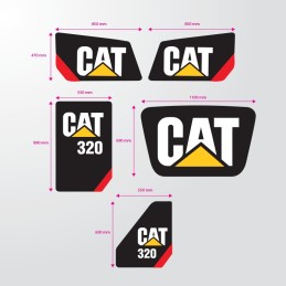 Cat 320 Caterpillar lipdukų rinkinys, aukštos kokybės