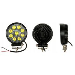 Apvali LED darbo lempa 27w 12v 24v 2100lm 9 led