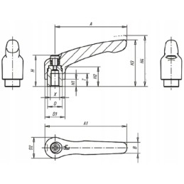 Kipp gr3 m10 suspaudimo svirtis atrakinimo amr