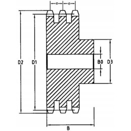 Trigubas grandinės ratas, 19 dantų, 1 2 grandinės