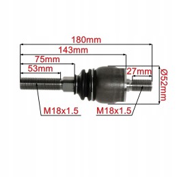 Ašinė jungtis 180 mm m18x1 5 dešinė m18x1 5 dešinė
