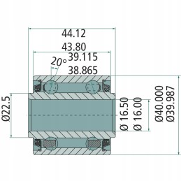 Dviejų eilių kampinis kontaktinis guolis 16 25x40mm nsk dac164044
