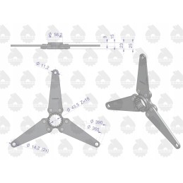 PTO pavaros stebulė turi 18 pjaustytuvų ir 2 dideles skyles