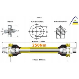 Kardaninis velenas 810 1010mm 250nm Aksan