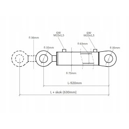 Hidraulinis cilindras cj2f 63 36 630z dvigubo veikimo