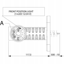 Priekinis, galinis kontūro ir gabarito žibintas, tiesus LED
