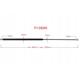 Kapoto dujų amortizatoriaus korpusas 585 1035mm 350n 2 vnt