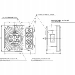 Halogeninis kvadratinis galinis žibintas, LED 12-24