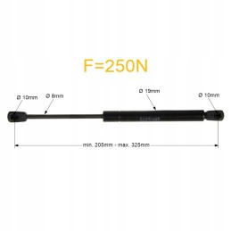 Durų dujinis amortizatorius 325mm 250n stabilus fendt