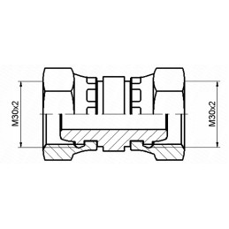 Tiesi jungtis AA M30x2 M30x2 hidrolideris