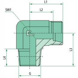 Vyriškas alkūnės alkūnės jungtis m18x 15 3 8 colių