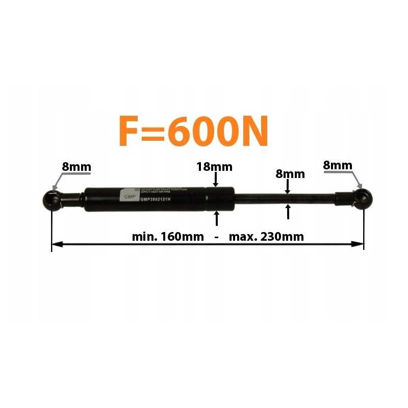 Dujinis amortizatorius 230mm 600n mf ferguson durys