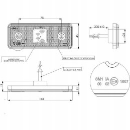Halogeninis LED šoninis gabaritinis žibintas su guminiu gaubtu