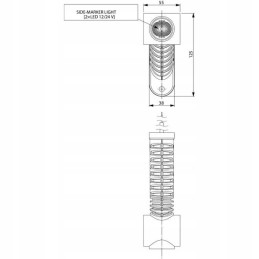 LED priekinis ir galinis kontūro žibintas ir dešinės gabaritinės lemputės