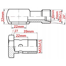 Kilpos jungtis m18 fi22 varžtas m22x1 5 bandžo