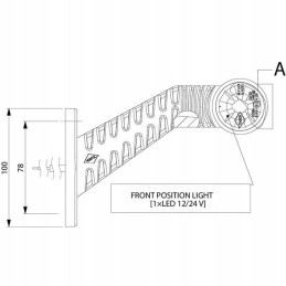 LED priekinis ir galinis gabaritinis žibintas ir kairysis gabaritinis žibintas