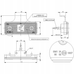 Halogeninis LED šoninis gabaritinis žibintas su 12-24 laikikliu
