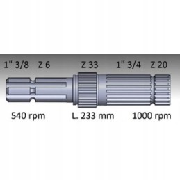 kardaninis velenas John Deeere l233 z33 z6 z20 540 aps./min