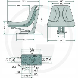 Pakabinama atlošiama granitinė operatoriaus sėdynė