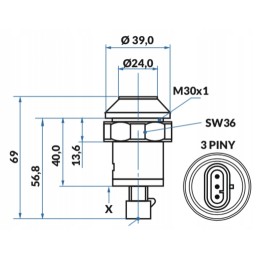 Fendt priekinio GTV jungiklio mygtukas
