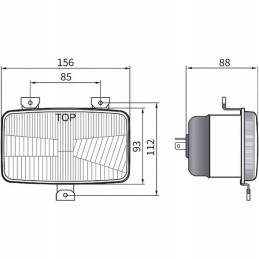 Priekinis žibintas h4 stačiakampis 12 24v