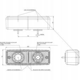 Halogeninis galinis žibintas kombinuotas stačiakampis LED 12 24v