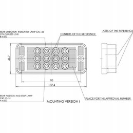 Stačiakampis kombinuotas galinis žibintas LED 12 24v Kramp